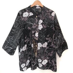 Citron Silk Floral Three Quarter Sleeve Tunic